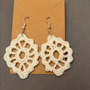 Homemade crocheted dangly earrings